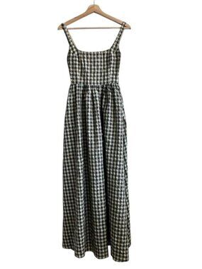 Princess Polly Petite Cartmel Check Maxi Dress Black Cream NEW WITHOUT TAGS 2P